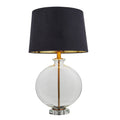 Gideon 1-Light Table Lamp - Clear Glass & Antique Brass with Velvet Shade
