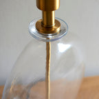 Gideon 1-Light Table Lamp - Clear Glass & Antique Brass with Velvet Shade