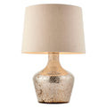 Meteora Vintage White & Hammered Pearl Table Lamp with Off-White Linen Shade