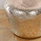 Meteora Vintage White & Hammered Pearl Table Lamp with Off-White Linen Shade