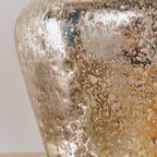 Meteora Vintage White & Hammered Pearl Table Lamp with Off-White Linen Shade