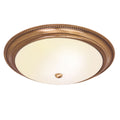 Atlas 2-Light Flush Mount: Antique Brass & Etched Glass (Dimmable)