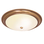 Atlas 2-Light Flush Mount: Antique Brass & Etched Glass (Dimmable)
