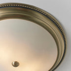 Atlas 2-Light Flush Mount: Antique Brass & Etched Glass (Dimmable)
