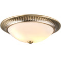 Brahm 2-Light Flush Mount: Antique Brass & Acid Glass (Dimmable)