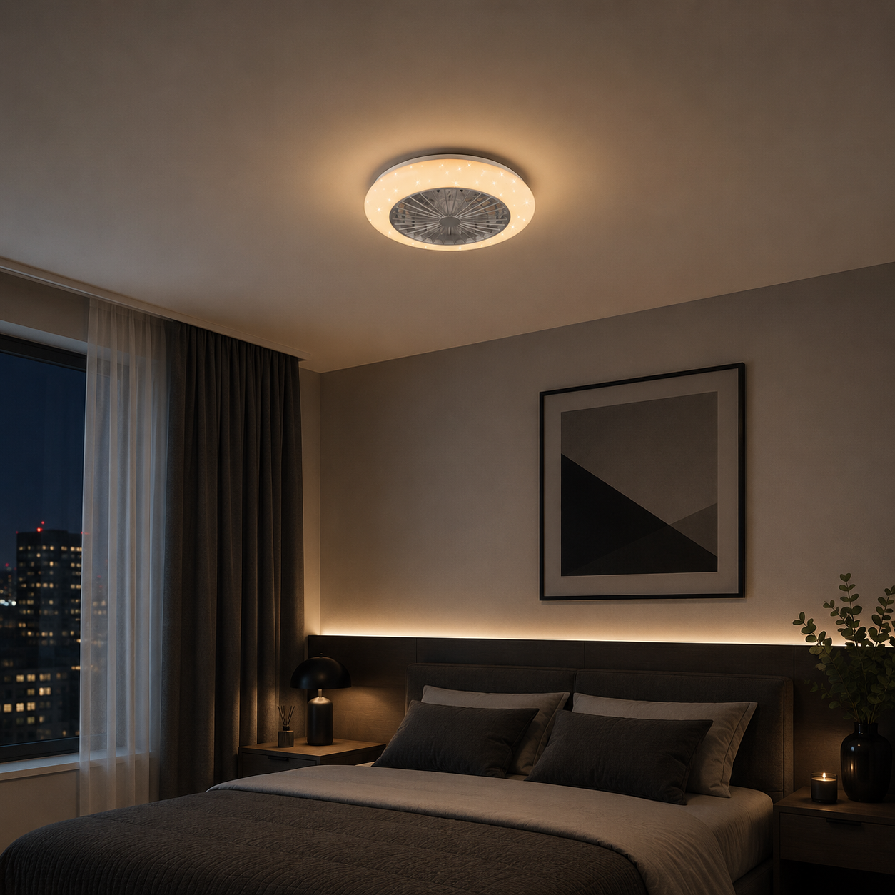 STRALSUND White Ceiling fan with Starlight Cover