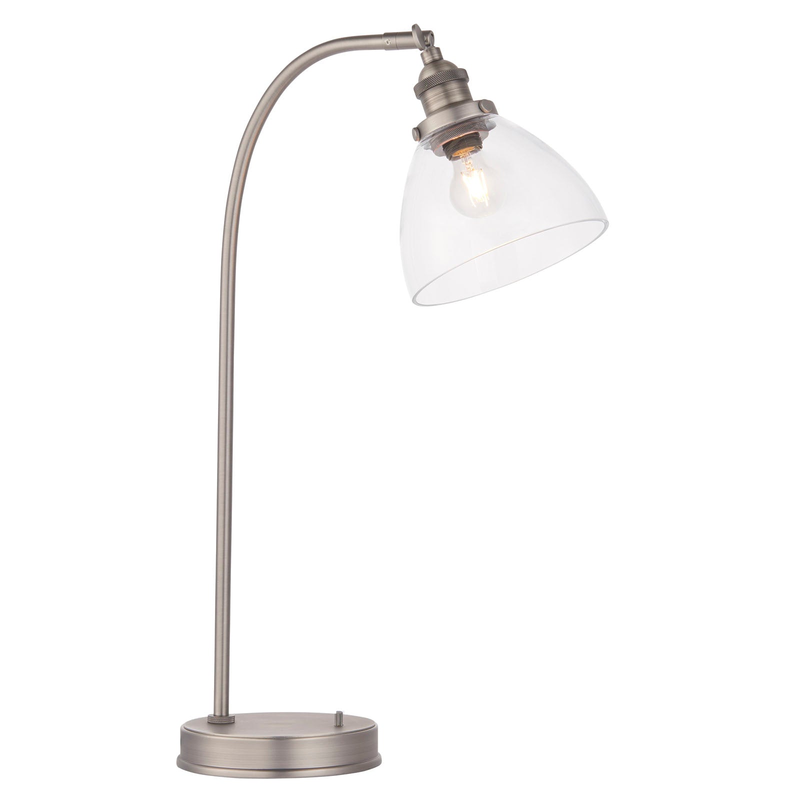 Hansen Brushed Silver Adjustable Industrial Table Lamp