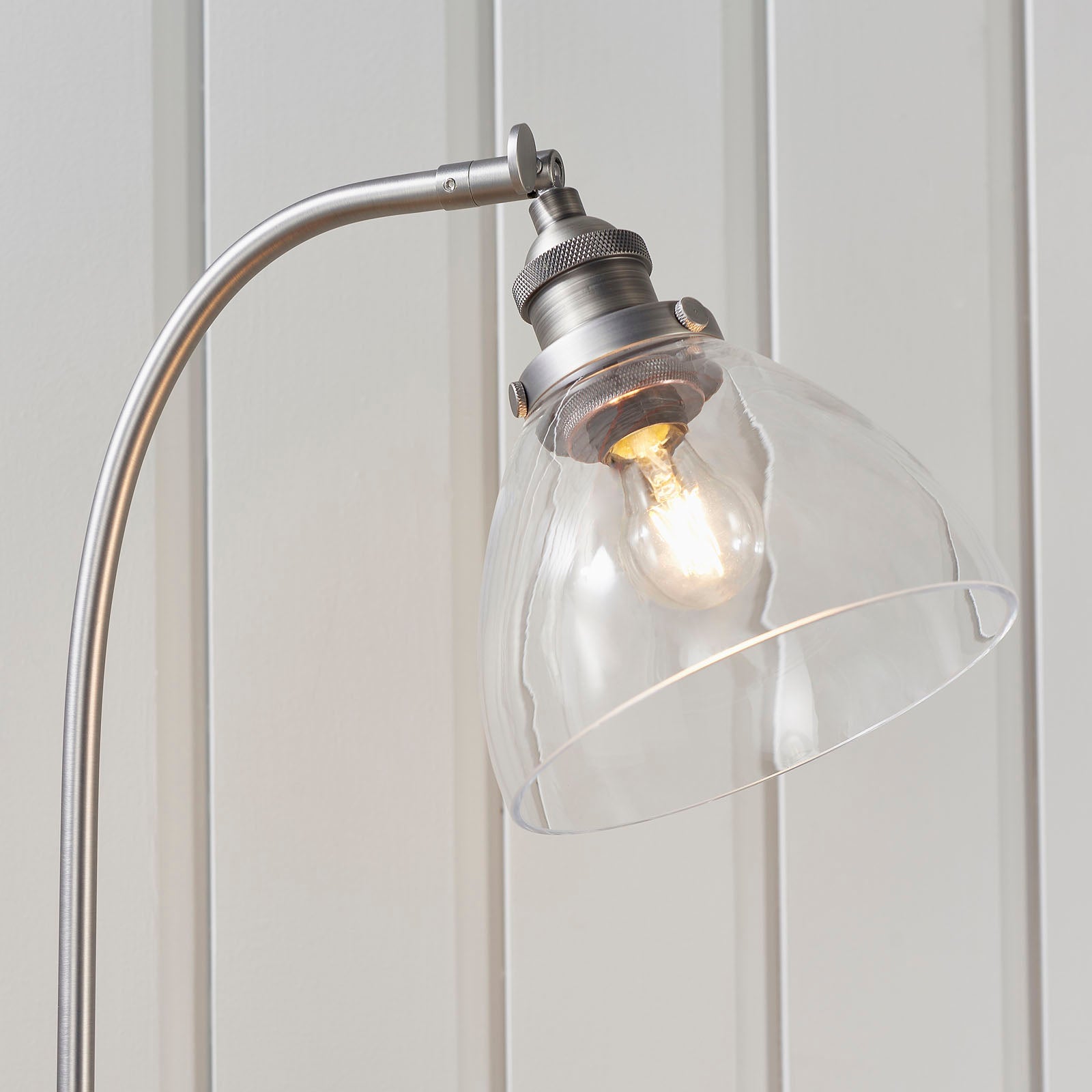 Hansen Brushed Silver Adjustable Industrial Table Lamp