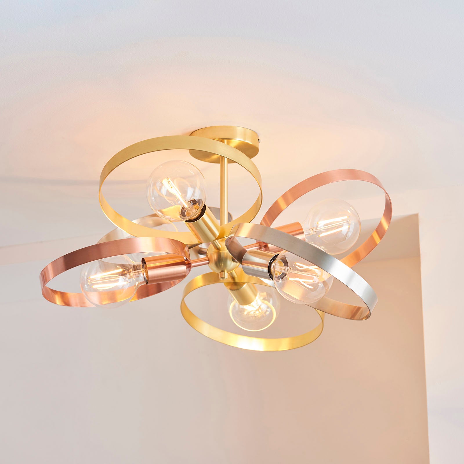 Hoop Multi-Finish Semi-Flush Ceiling Light with 6 Lights