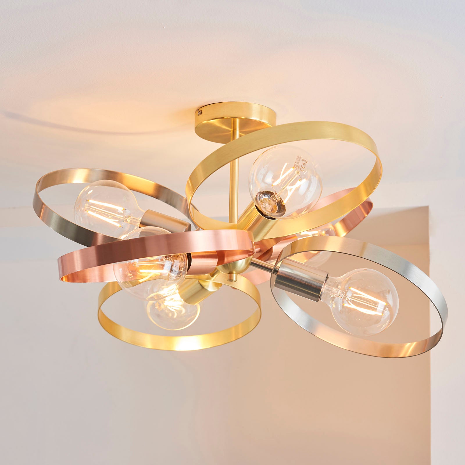 Hoop Multi-Finish Semi-Flush Ceiling Light with 6 Lights