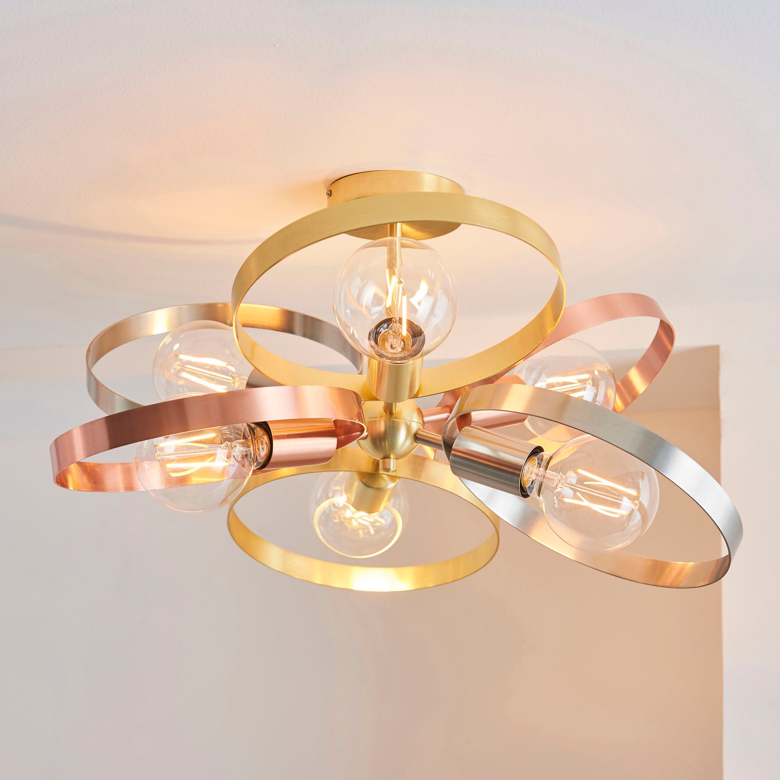 Hoop Multi-Finish Semi-Flush Ceiling Light with 6 Lights