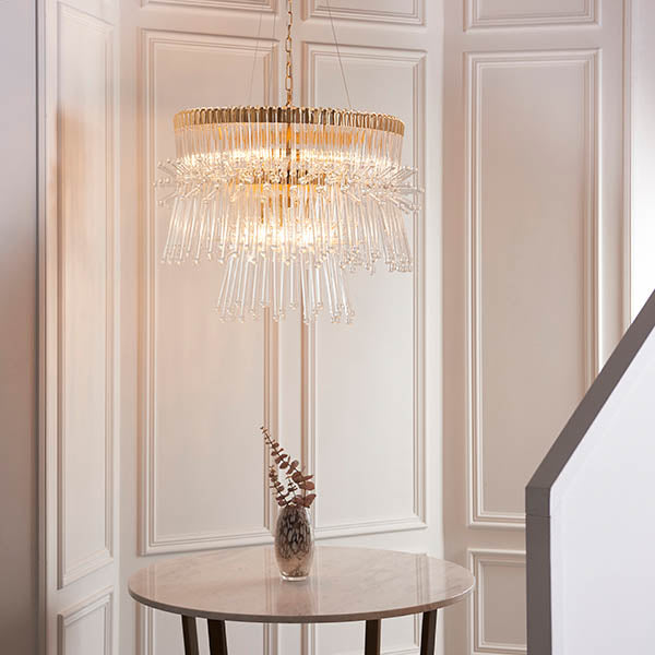 Madeleine 9 Light Pendant - Gold/Clear