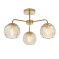 Dimple 3-Light Champagne Glass Semi-Flush Mount with Brushed Gold Finish