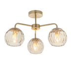 Dimple 3-Light Champagne Glass Semi-Flush Mount with Brushed Gold Finish