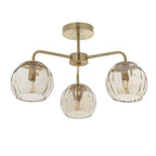 Dimple 3-Light Champagne Glass Semi-Flush Mount with Brushed Gold Finish