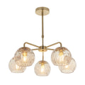 Dimple 5-Light Adjustable Drop Ceiling Light with Champagne Glass & Brushed Gold