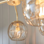 Dimple 5-Light Adjustable Drop Ceiling Light with Champagne Glass & Brushed Gold