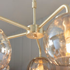 Dimple 5-Light Adjustable Drop Ceiling Light with Champagne Glass & Brushed Gold