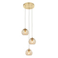 Dimple 3-Light Adjustable Brushed Brass Pendant with Champagne Glass Shades