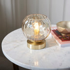 Dimple 1-Light Champagne Glass Table Lamp with Brushed Gold Finish