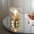Dimple 1-Light Champagne Glass Table Lamp with Brushed Gold Finish