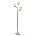 Dimple 3-Light Champagne Glass Floor Lamp with Brushed Gold Finish
