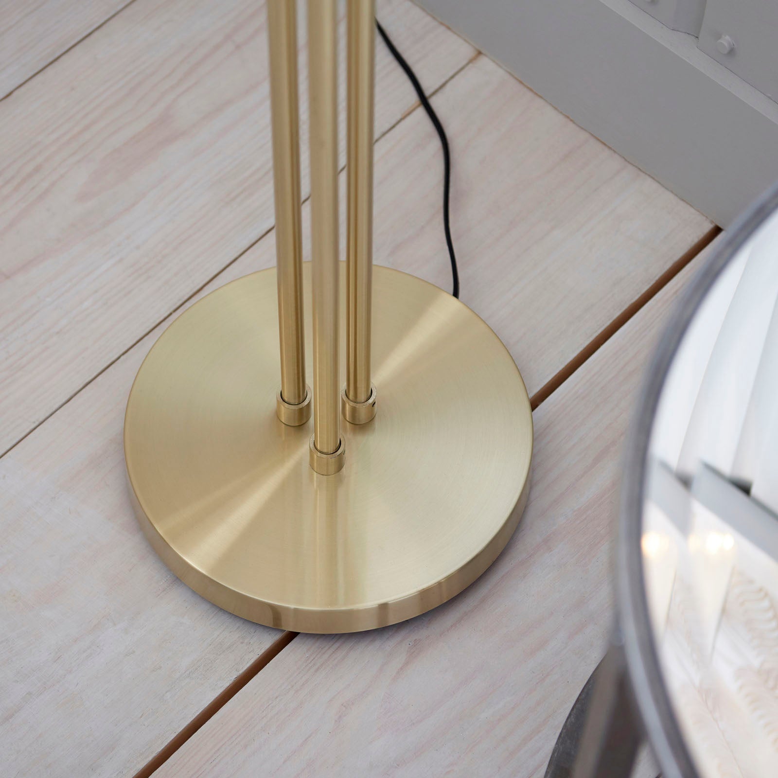 Dimple 3-Light Champagne Glass Floor Lamp with Brushed Gold Finish