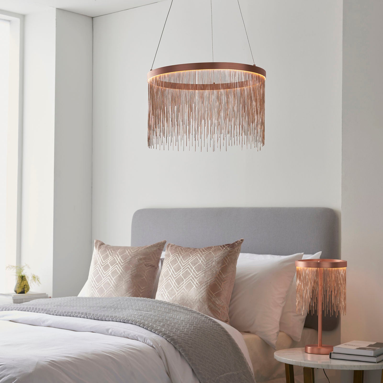 Zelma 1-Light Brushed Copper LED Waterfall Pendant