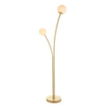 Bloom 2-Light Floor Lamp: Modern Design (Satin Gold & White Glass)