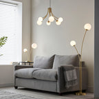 Bloom 2-Light Floor Lamp: Modern Design (Satin Gold & White Glass)
