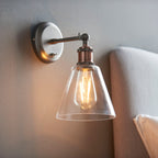 Hal 1-Light Industrial Wall Light with Glass - Aged Pewter & Copper