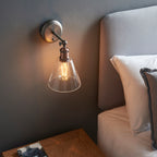 Hal 1-Light Industrial Wall Light with Glass - Aged Pewter & Copper