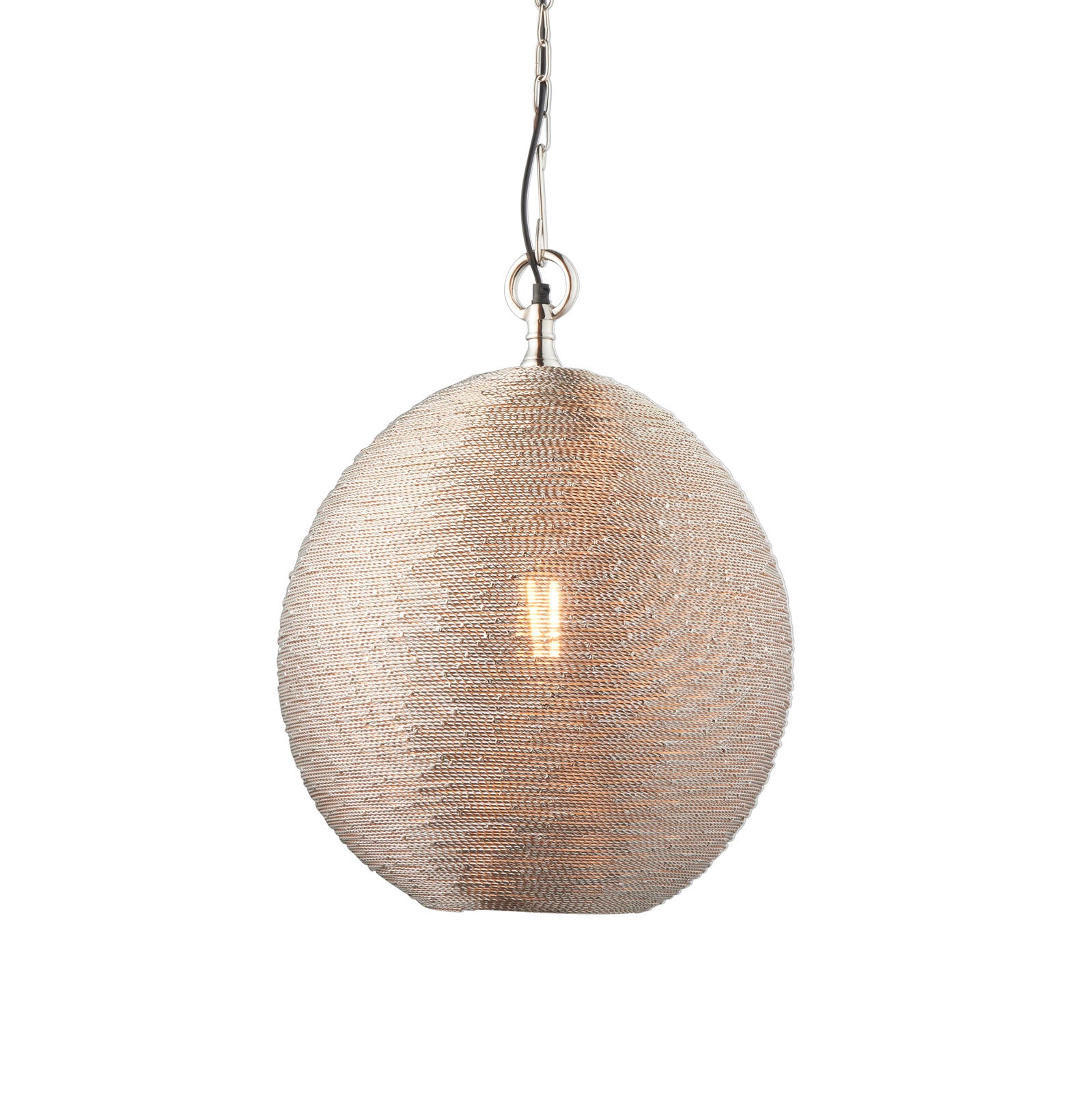 Asha 1-Light Pendant: Handmade Indian Wire (Diffused Light)