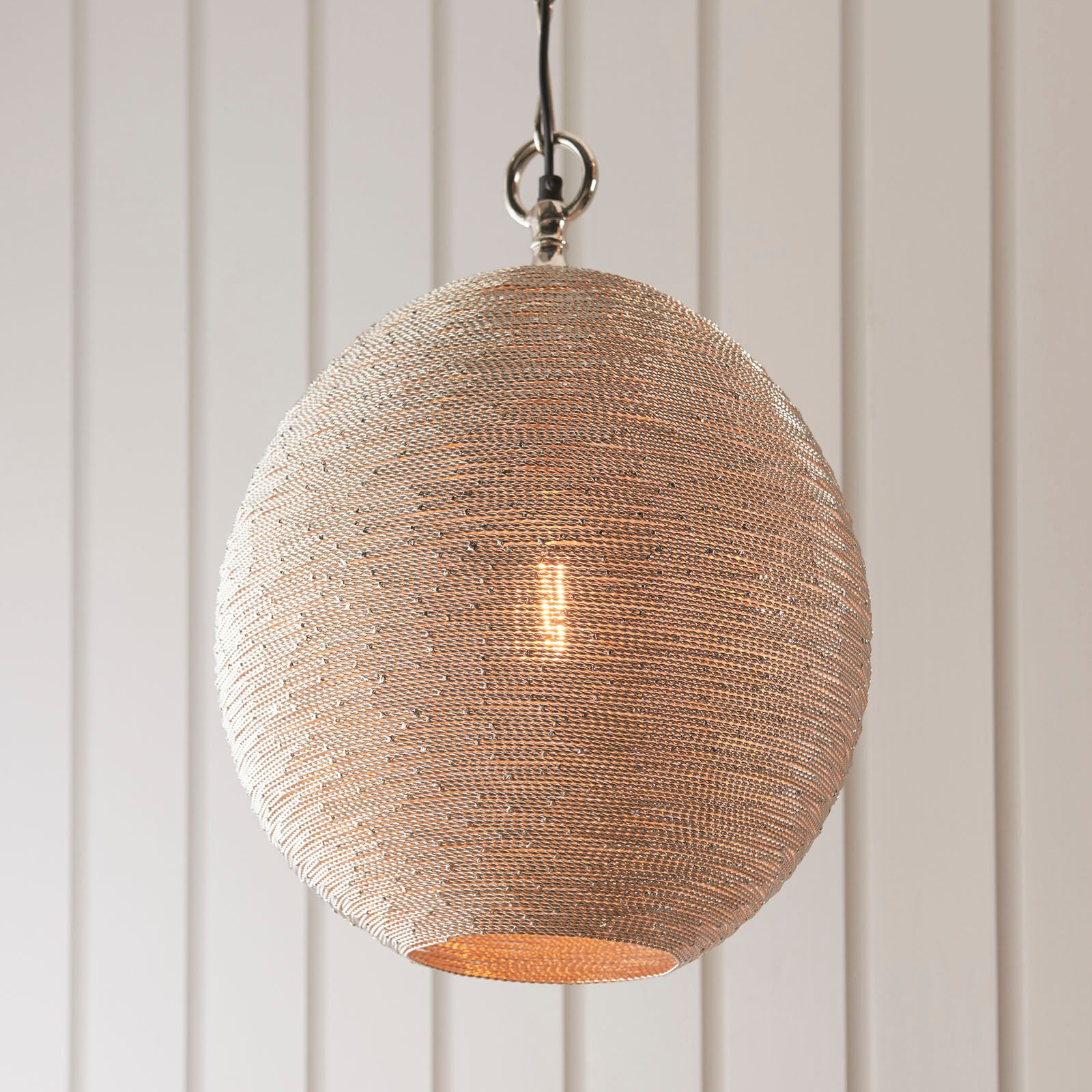 Asha 1-Light Pendant: Handmade Indian Wire (Diffused Light)