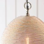 Asha 1-Light Pendant: Handmade Indian Wire (Diffused Light)