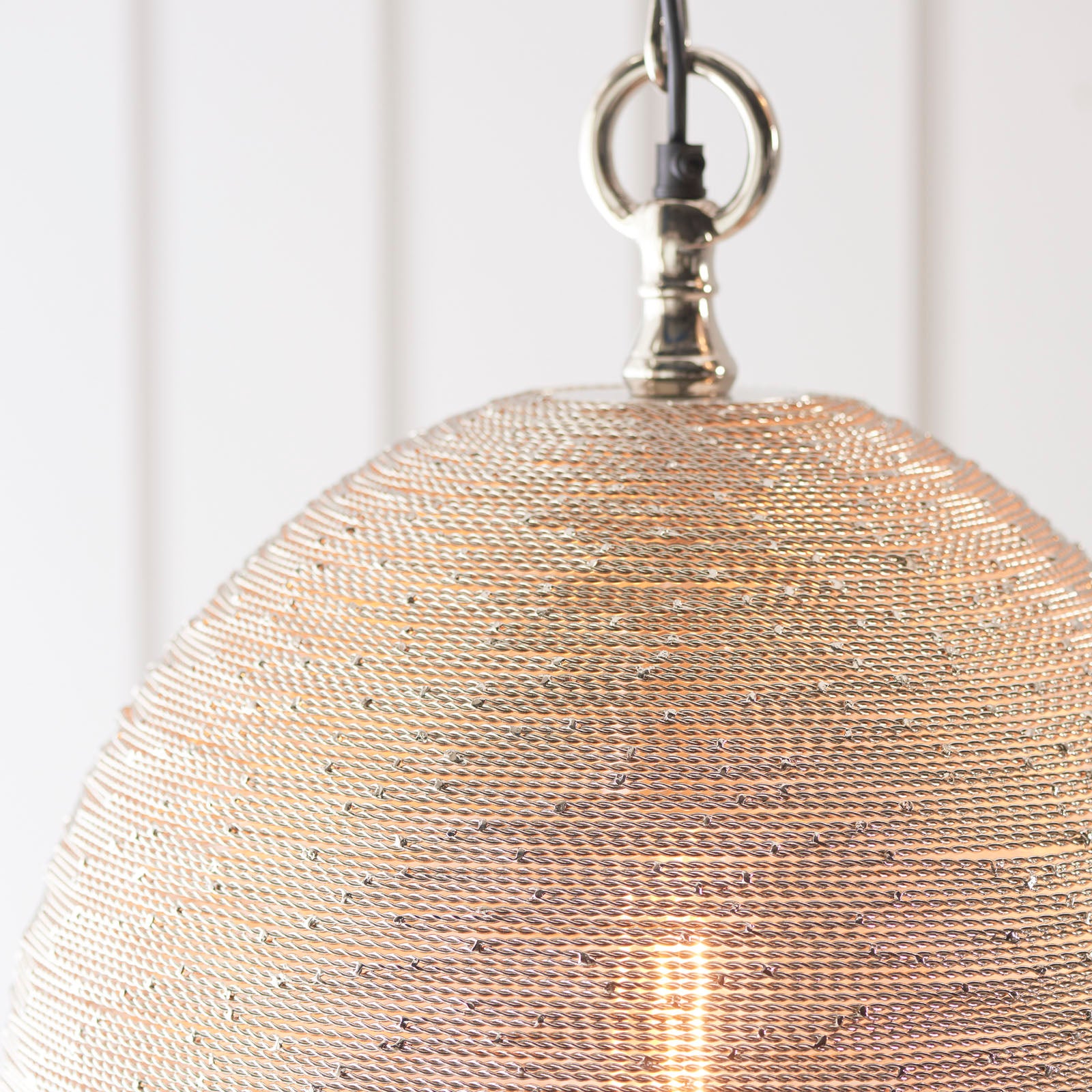 Asha 1-Light Pendant: Handmade Indian Wire (Diffused Light)