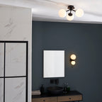 Pulsa Matt Black & Matt White 3-Light Dimmable IP44 Rated Bathroom Ceiling Light