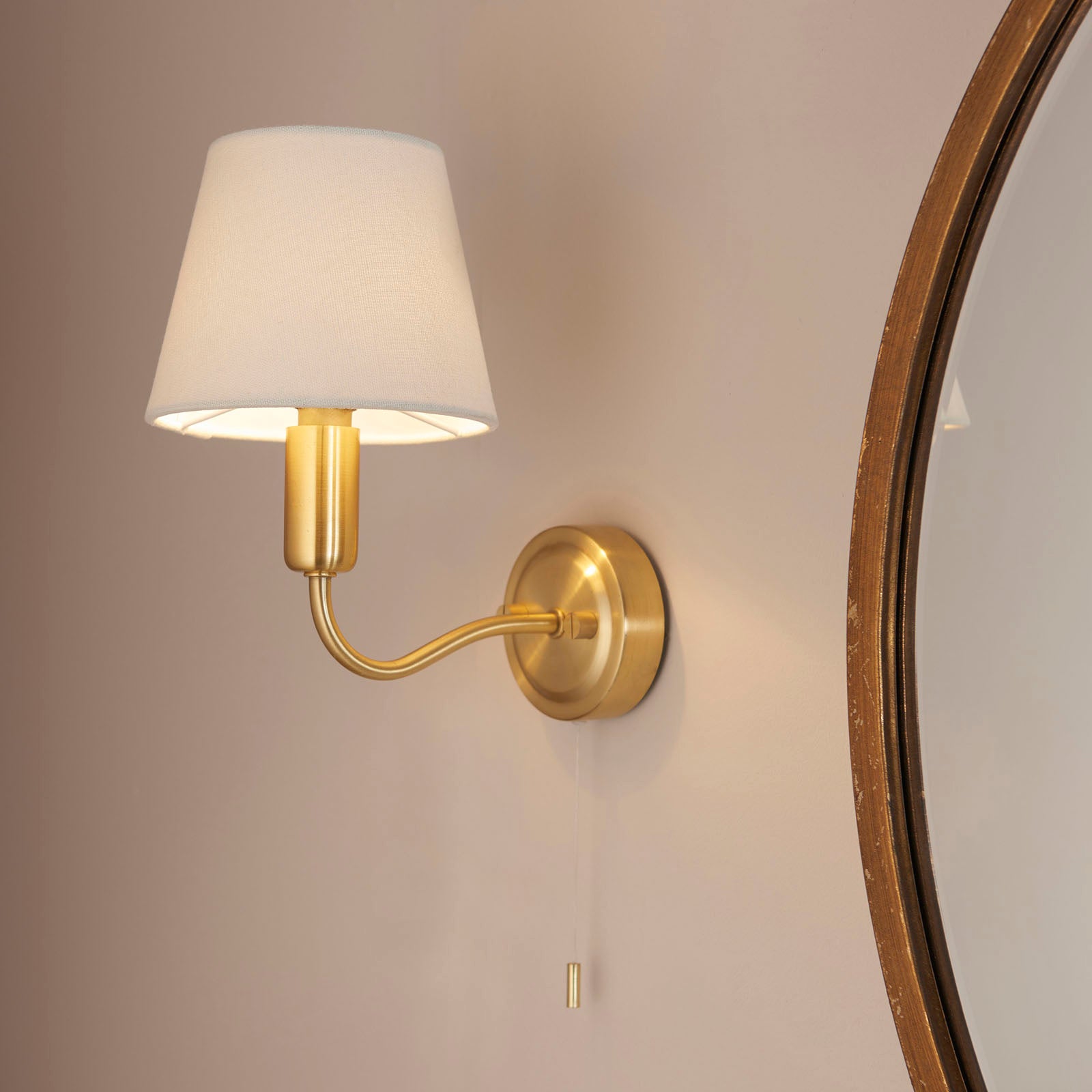 Conway Satin Brass & Ivory Modern Wall Light (Bathroom)