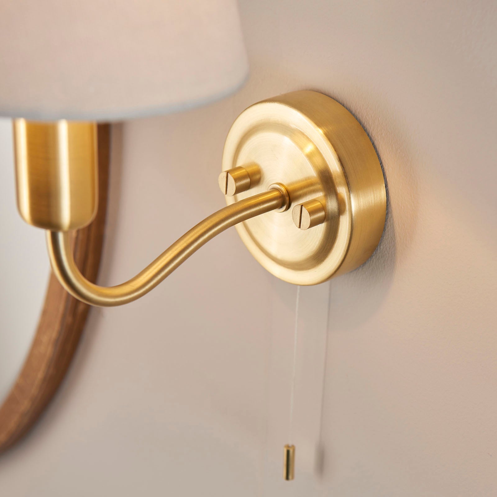Conway Satin Brass & Ivory Modern Wall Light (Bathroom)