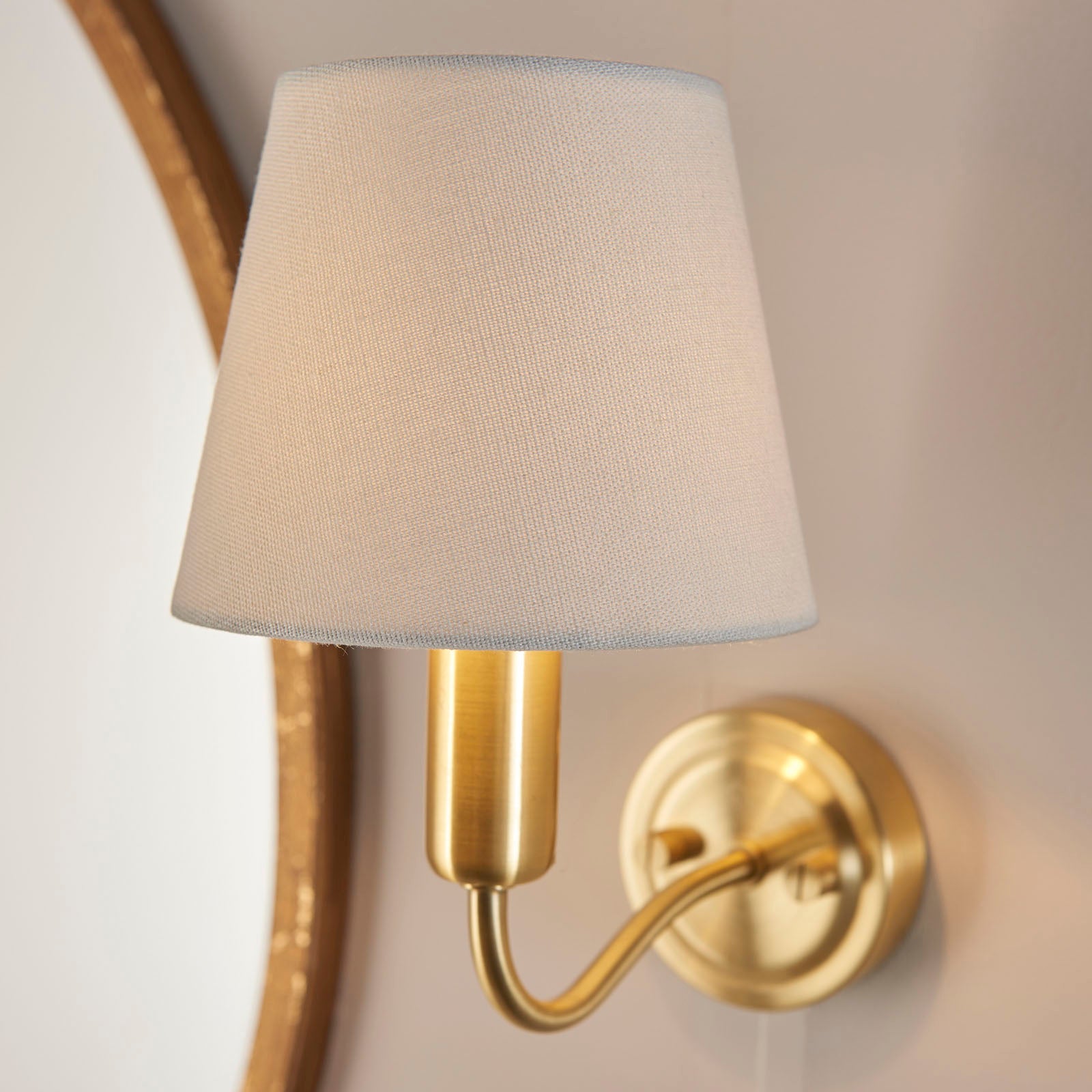 Conway Satin Brass & Ivory Modern Wall Light (Bathroom)