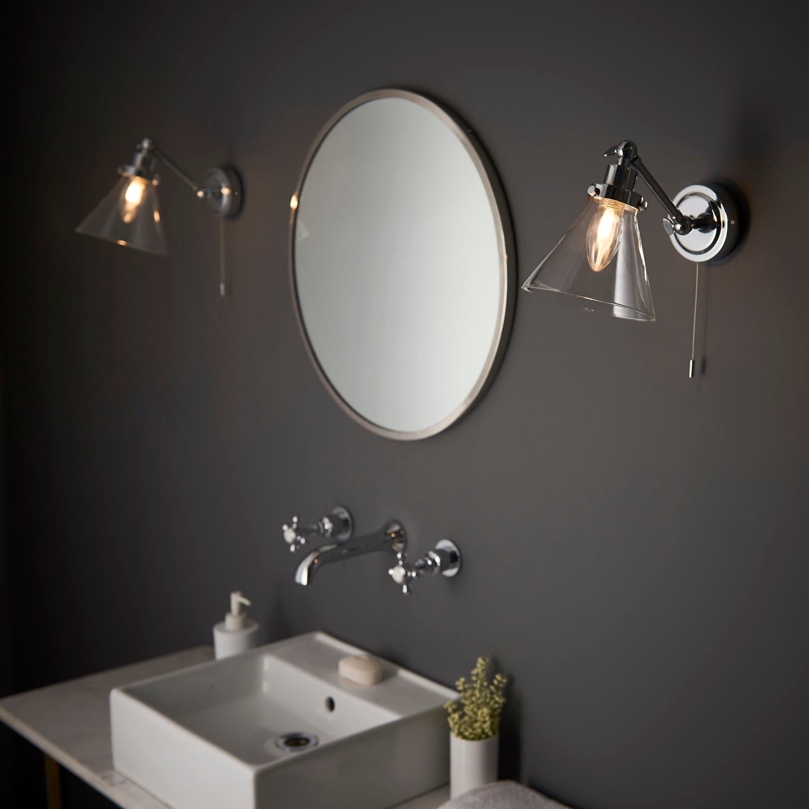 Faraday 1-Light Chrome Adjustable Wall Light - IP44 Rated