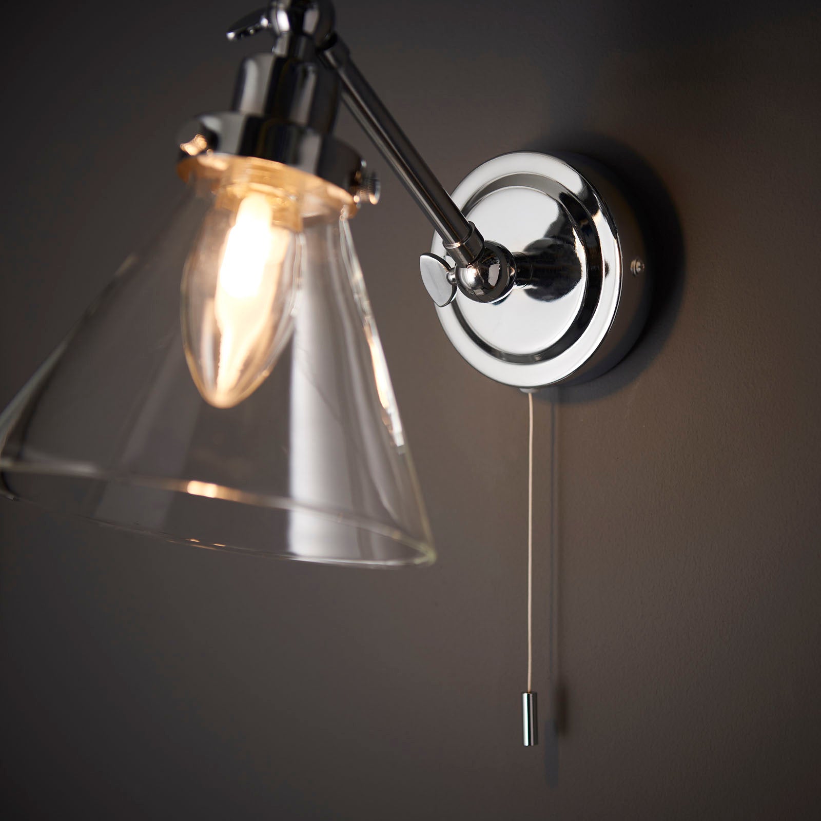 Faraday 1-Light Chrome Adjustable Wall Light - IP44 Rated