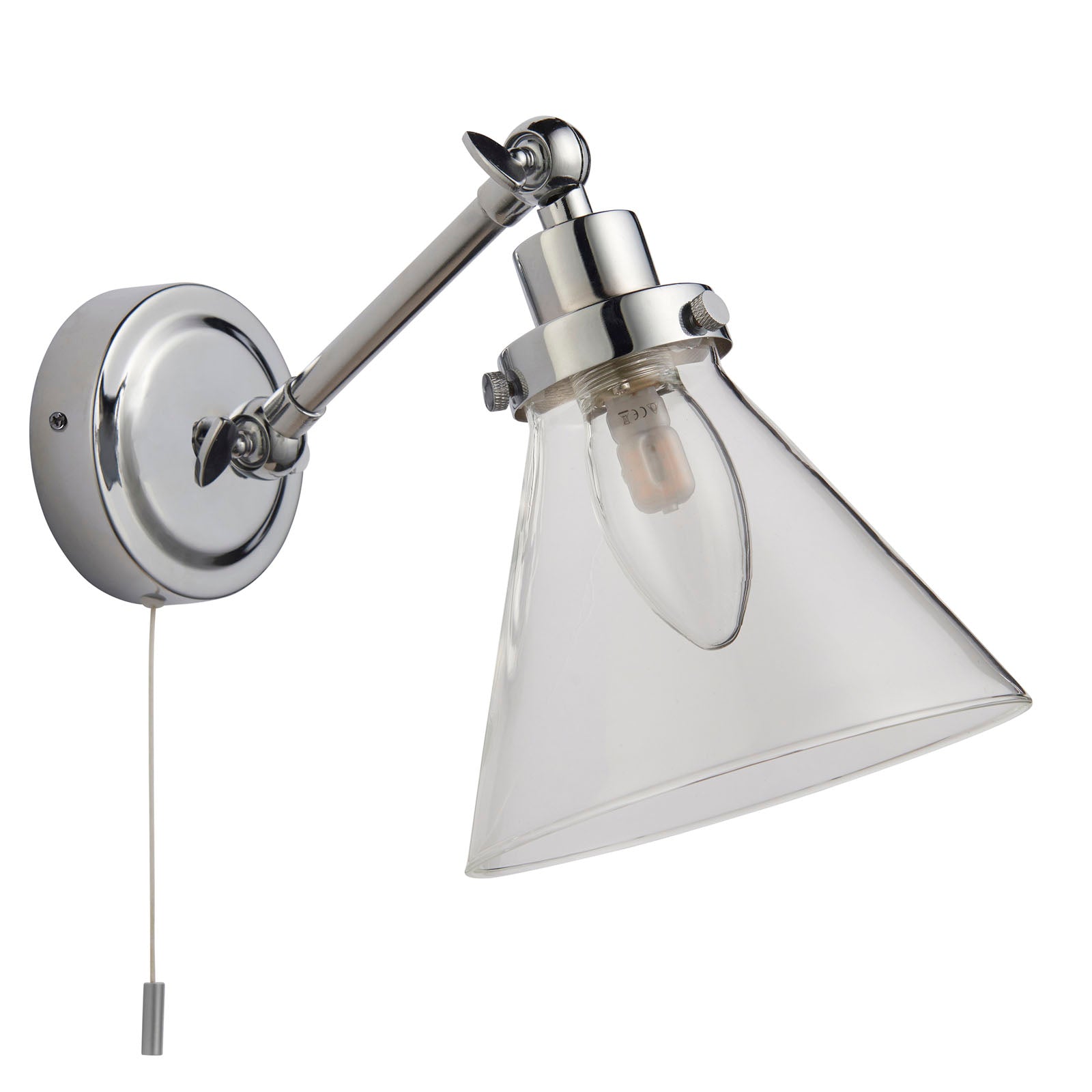 Faraday 1-Light Chrome Adjustable Wall Light - IP44 Rated