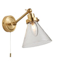 Faraday 1-Light Satin Brass Adjustable Wall Light - IP44 Rated