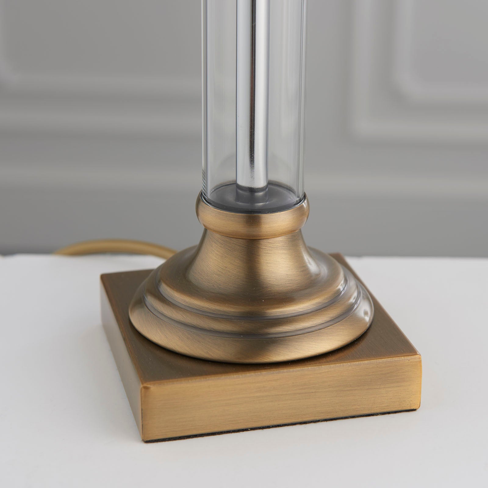 Avebury 1-Light Table Lamp: Classic Glass Column (Antique Brass)