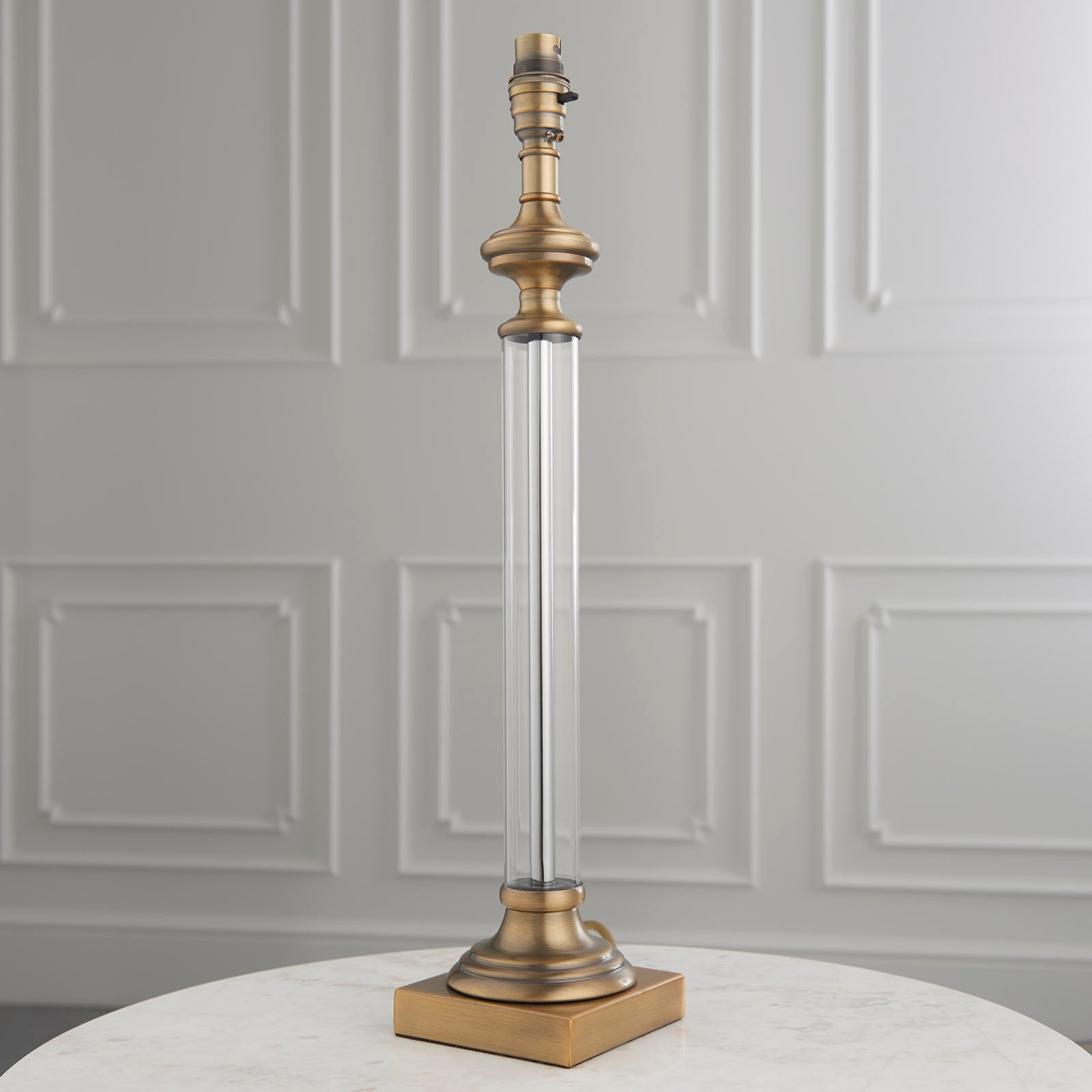 Avebury 1-Light Table Lamp: Classic Glass Column (Antique Brass)