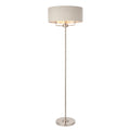 Highclere Brushed Chrome 3-Light Floor Lamp with Natural Linen Shades