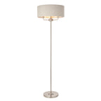 Highclere Brushed Chrome 3-Light Floor Lamp with Natural Linen Shades