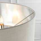 Highclere Brushed Chrome 3-Light Floor Lamp with Natural Linen Shades
