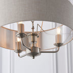 Highclere Brushed Chrome 3-Light Pendant Light with Natural Linen Shades